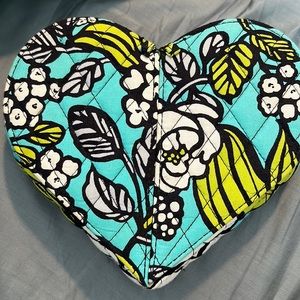 Vera Bradley floral print fabric magnetic heart shaped jewelry box. Gently used.